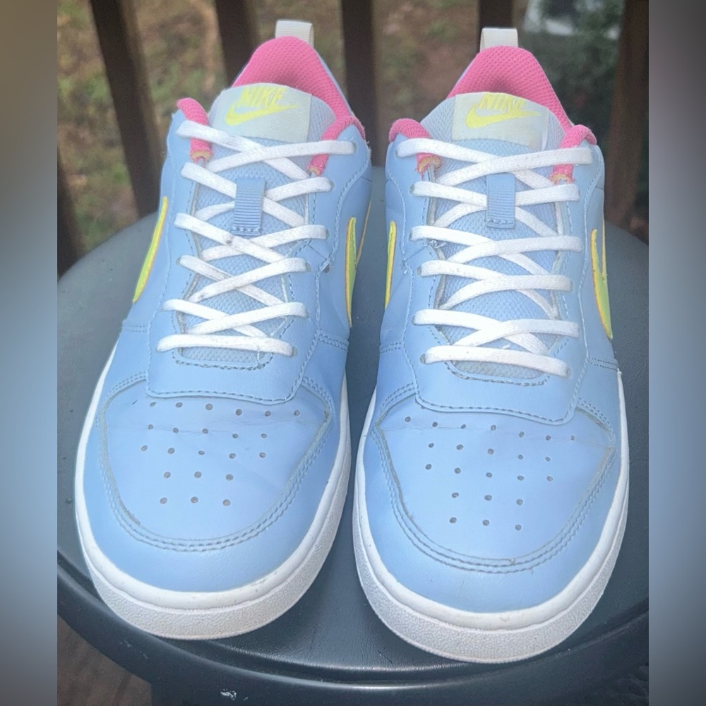 Nike Court Borough Low Top Cobalt Bliss and Light Lemon Twist - Youth